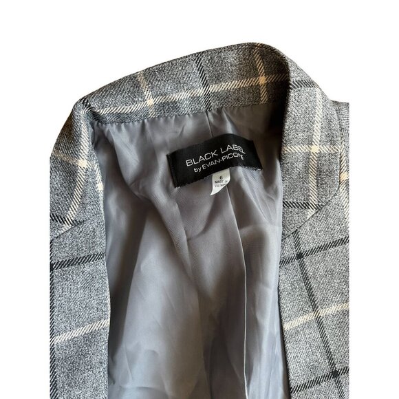 Eva & Picone Black Label Womens Plaid Open Front Blazer Gray Size 6 - Picture 5 of 9